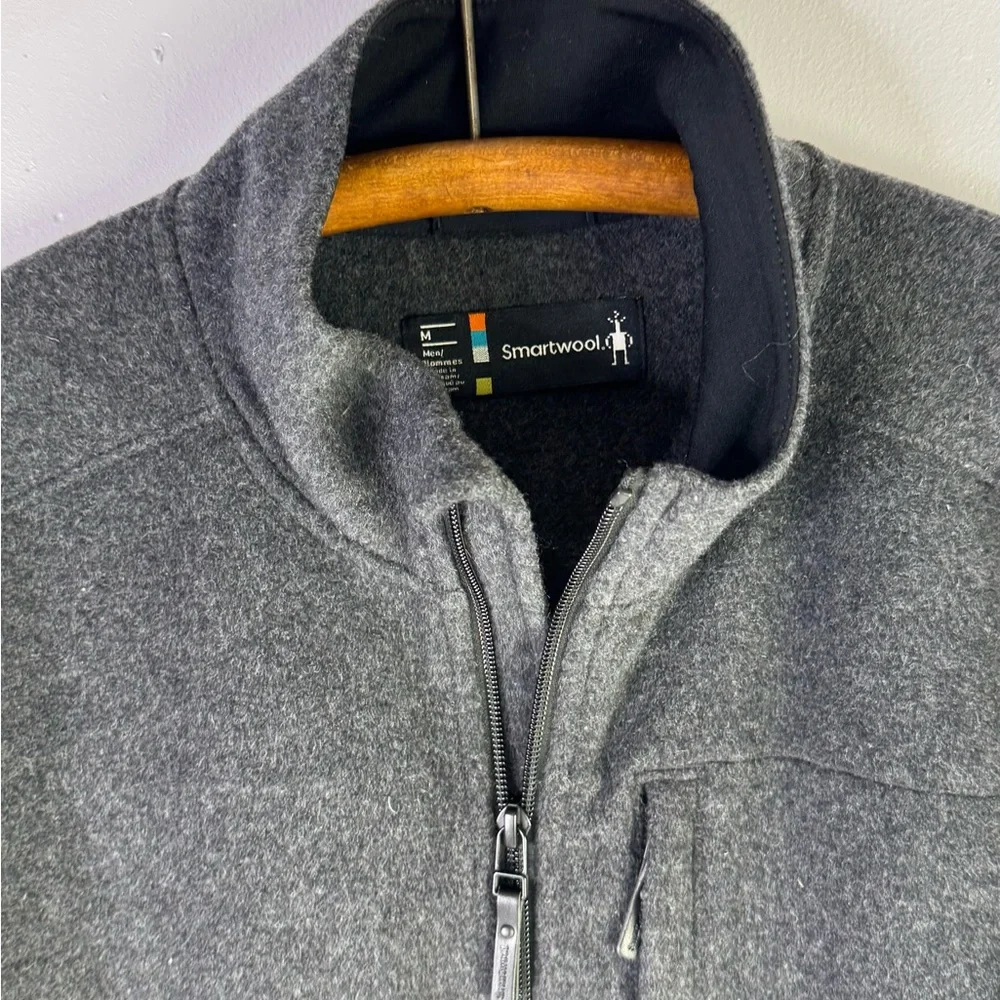 Smartwool Dark Grey Wool Blend Full Zip Jacket Size: medium